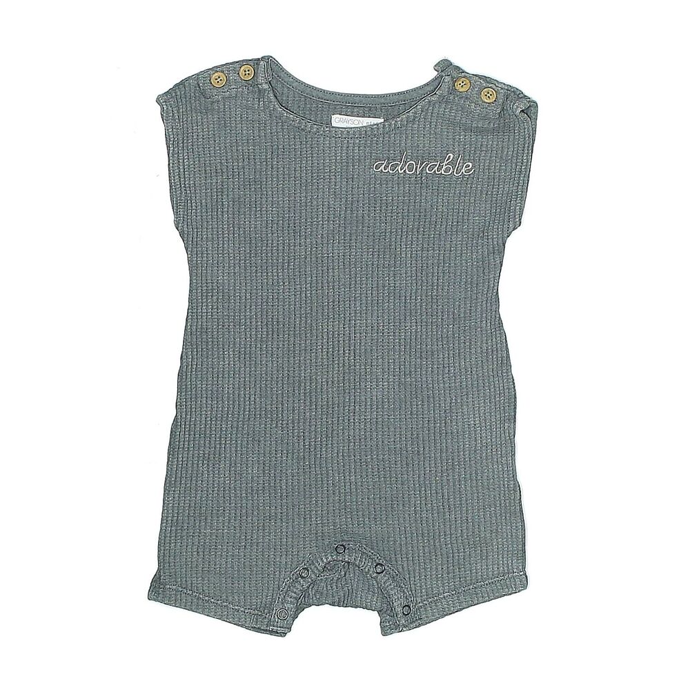 NEW NWT Boys Sz Newborn 'Adorable' Dark Gray 1 Pc Romper Outfit GRAYSON MINI
